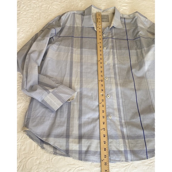 Tommy Bahama Men's XXL Drees Blue Plaid Button Front Shirt 100% Cotton Casual - Picture 8 of 12